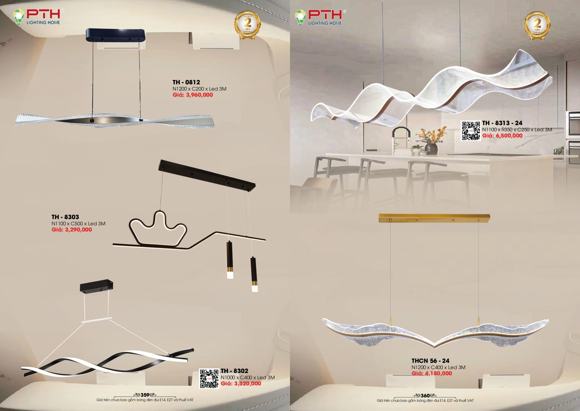 Bảng giá đèn trang trí PTH Lighting Home 2026